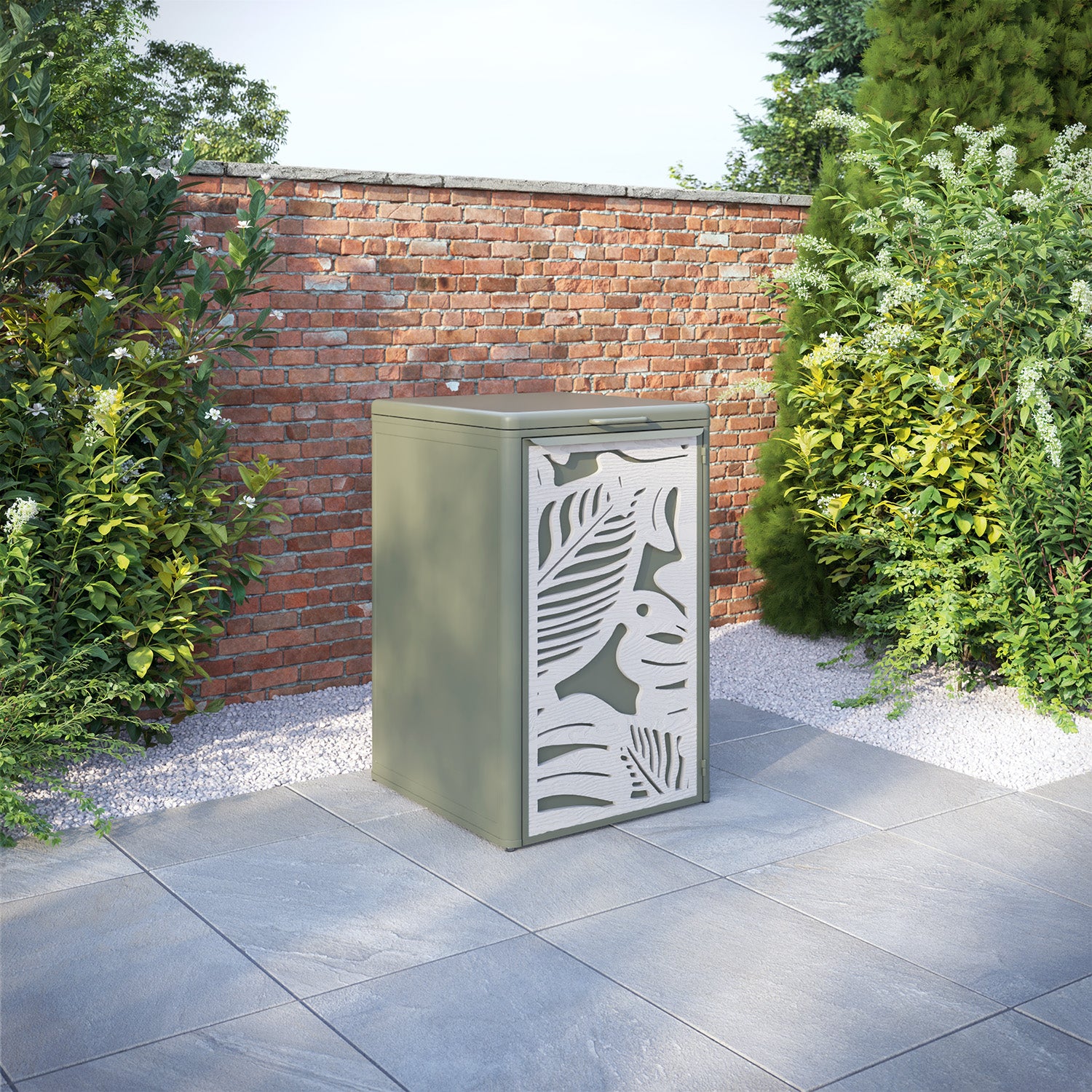 Curva Dusty Green 1 Bin Store with Fauna Door Screen