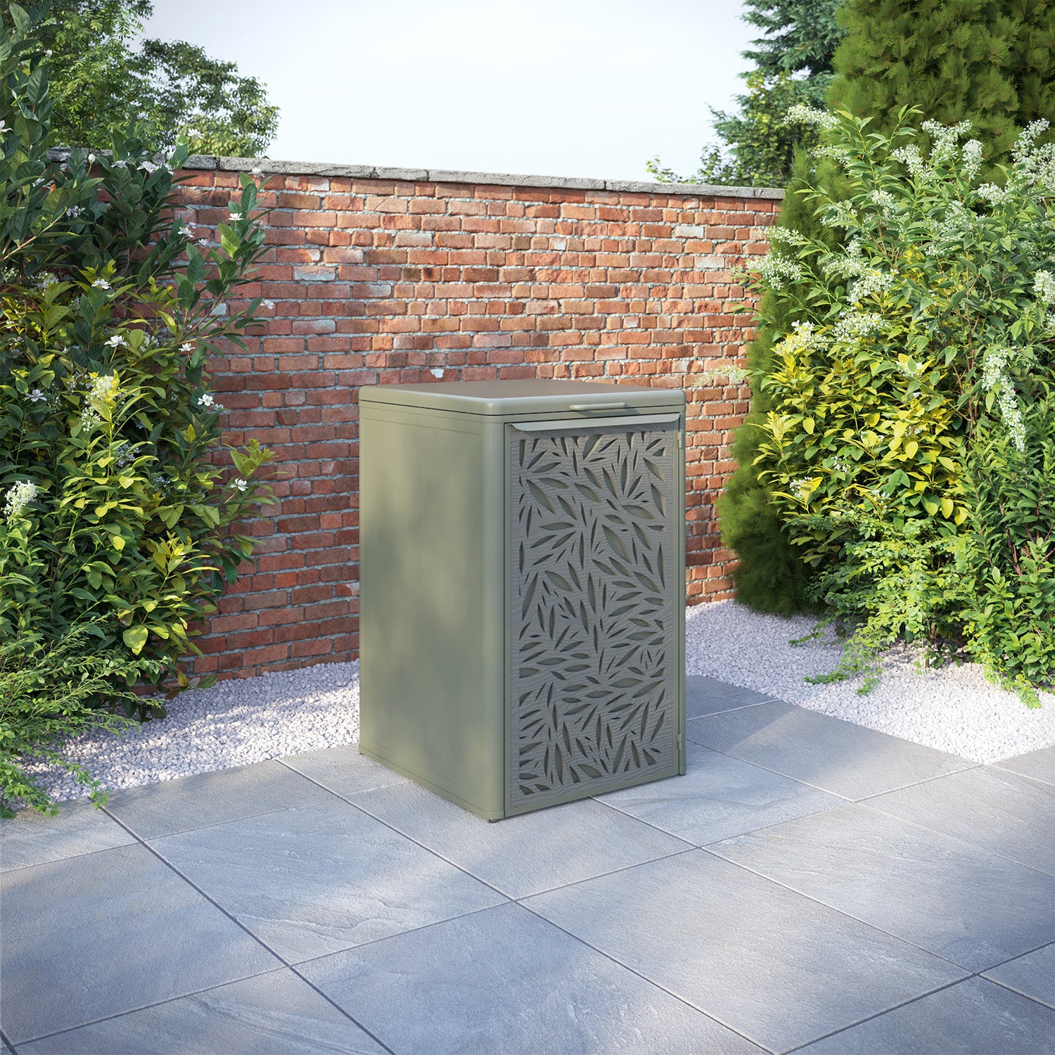 Curva Dusty Green 1 Bin Store with Foliage Door Screen