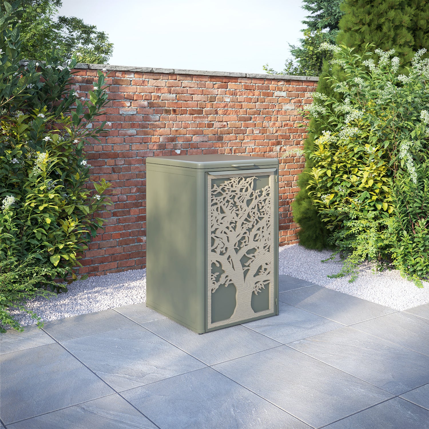 Curva Dusty Green 1 Bin Store with Sherwood Door Screen