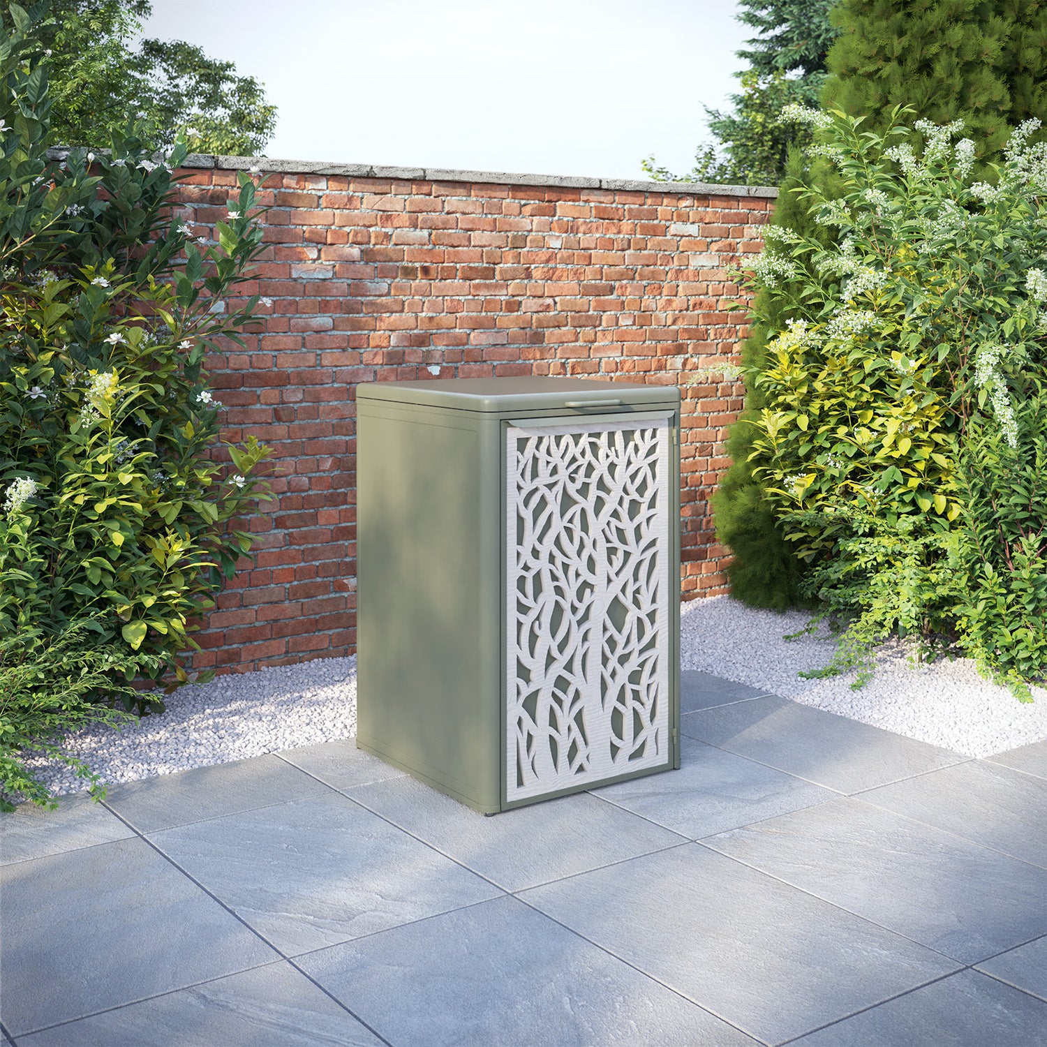 Curva Dusty Green 1 Bin Store with Twilight Door Screen