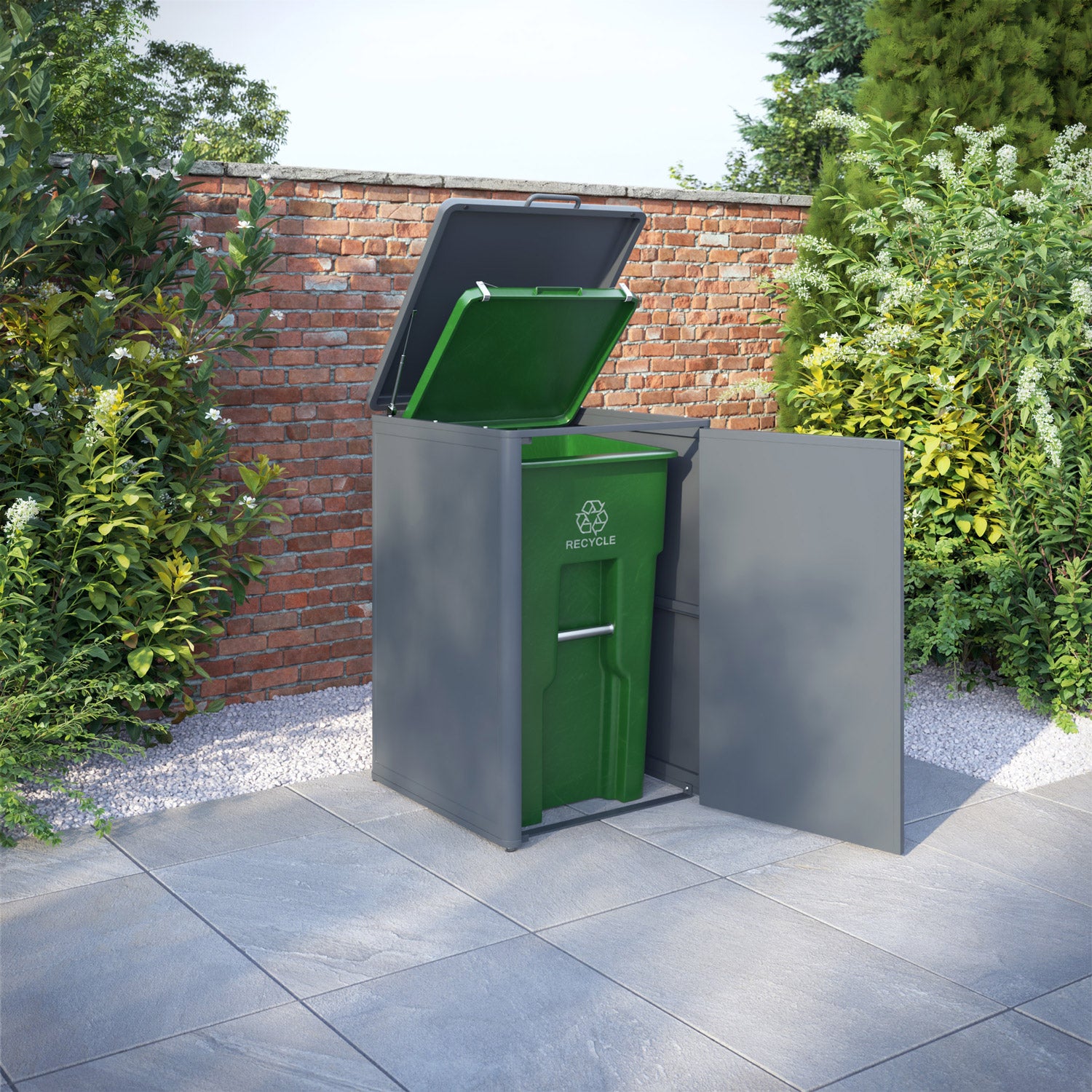Curva Anthracite Grey 2 Bin Store with Palm Door Screen