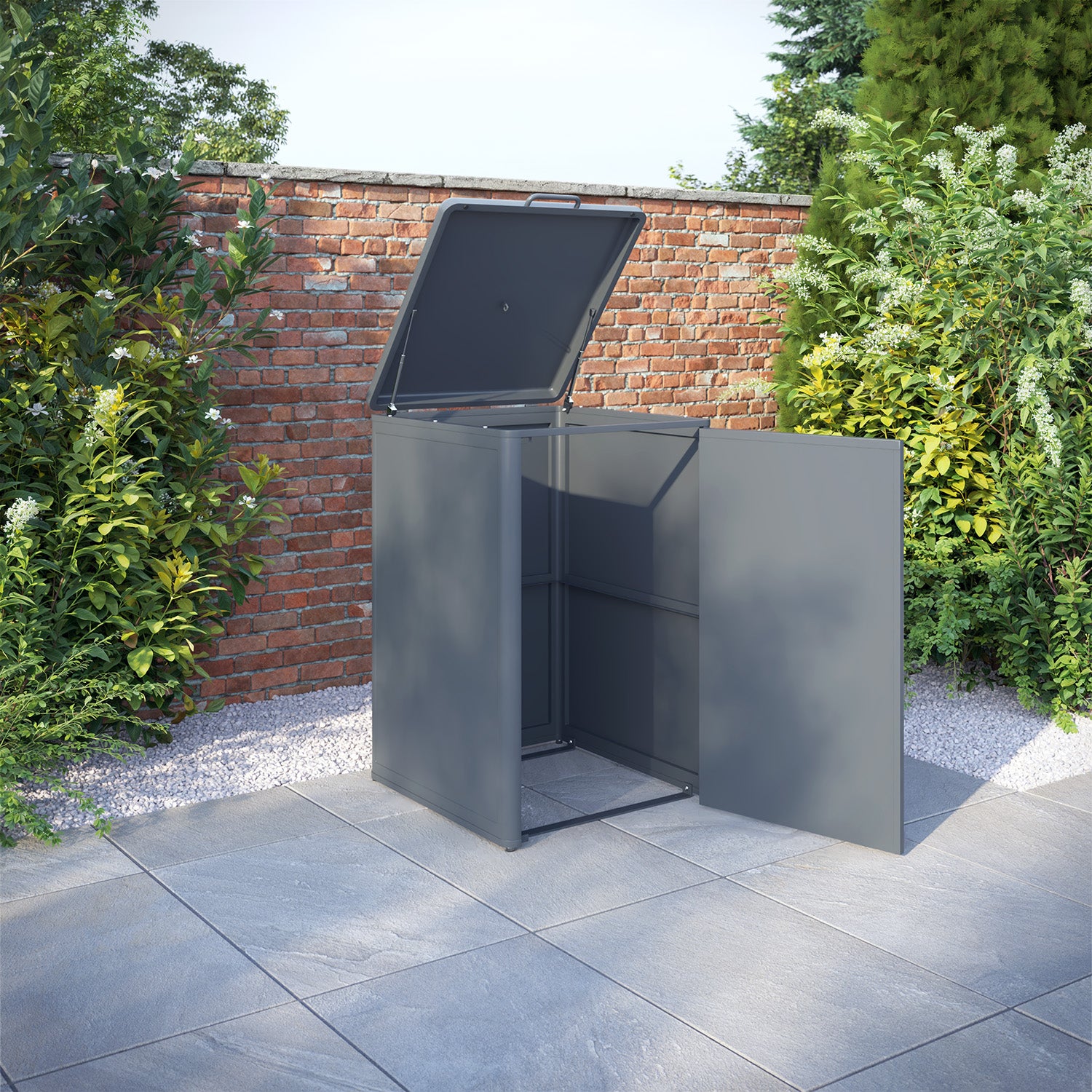 Curva Anthracite Grey 2 Bin Store with Palm Door Screen