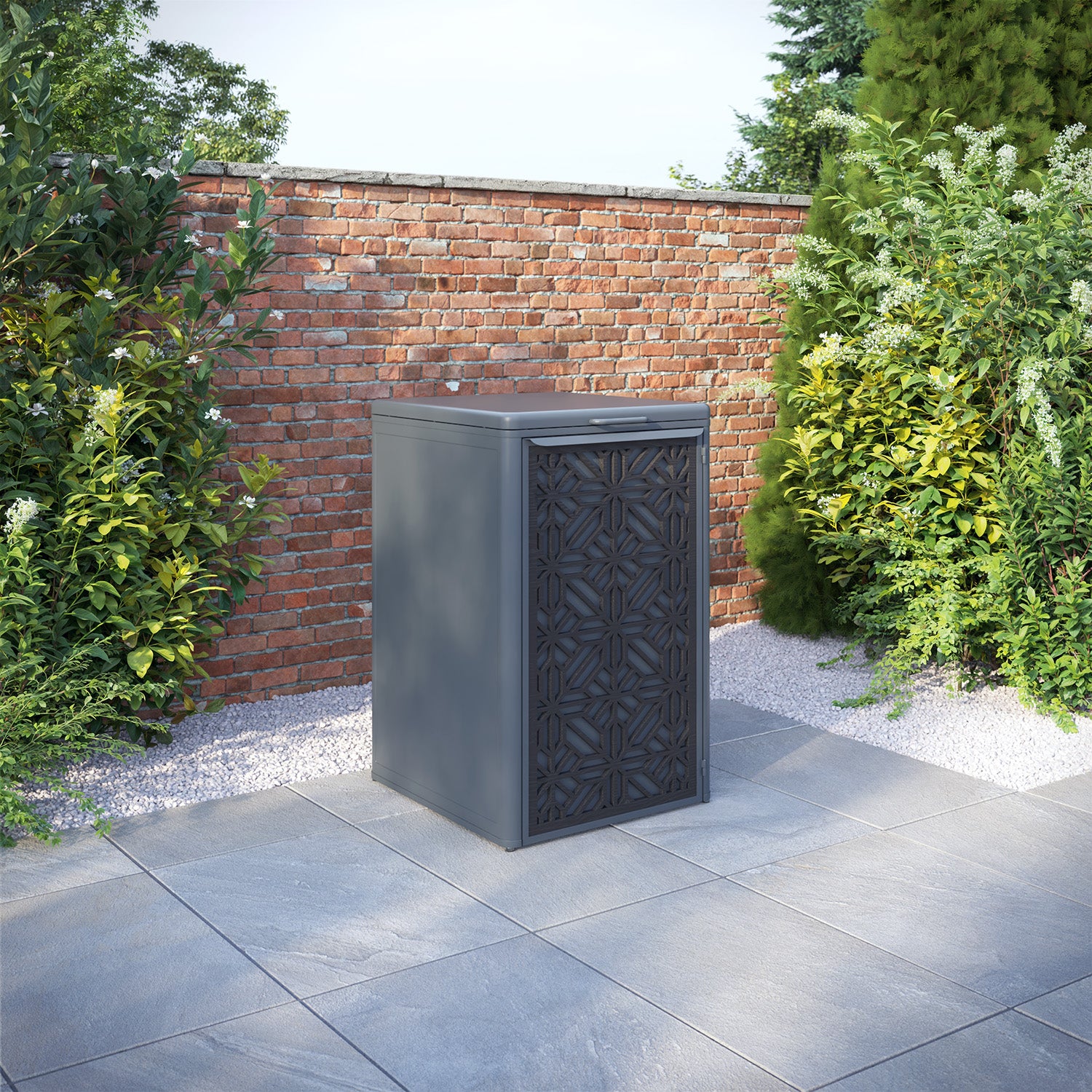 Curva Anthracite Grey 1 Bin Store with Geo Door Screen