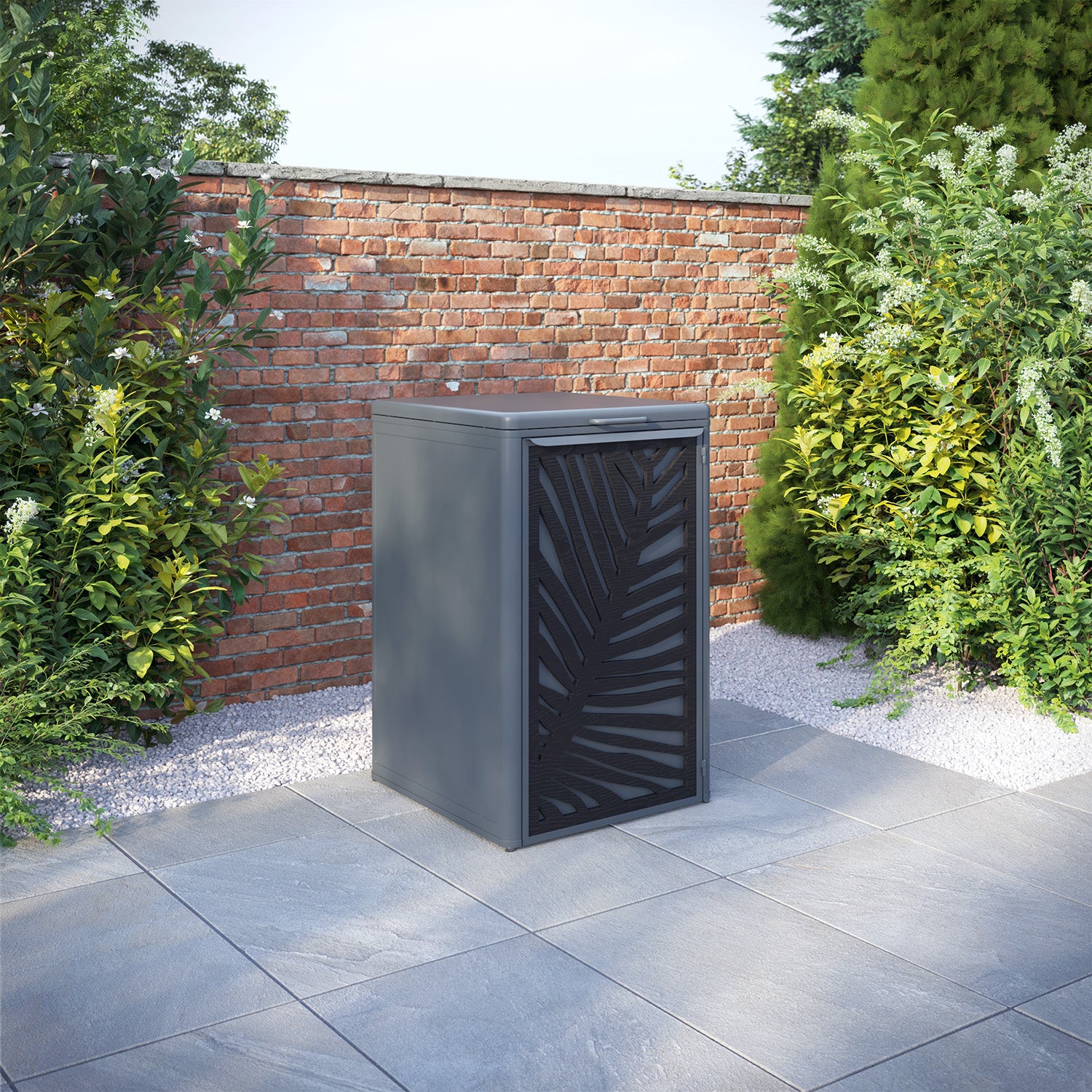 Curva Anthracite Grey 1 Bin Store with Palm Door Screen