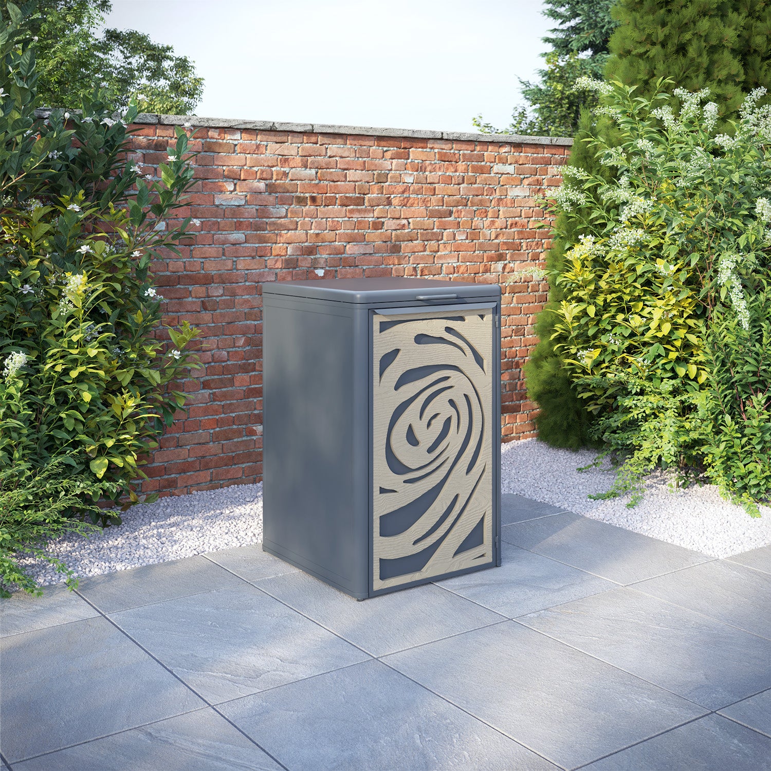 Curva Anthracite Grey 1 Bin Store with Roses Door Screen
