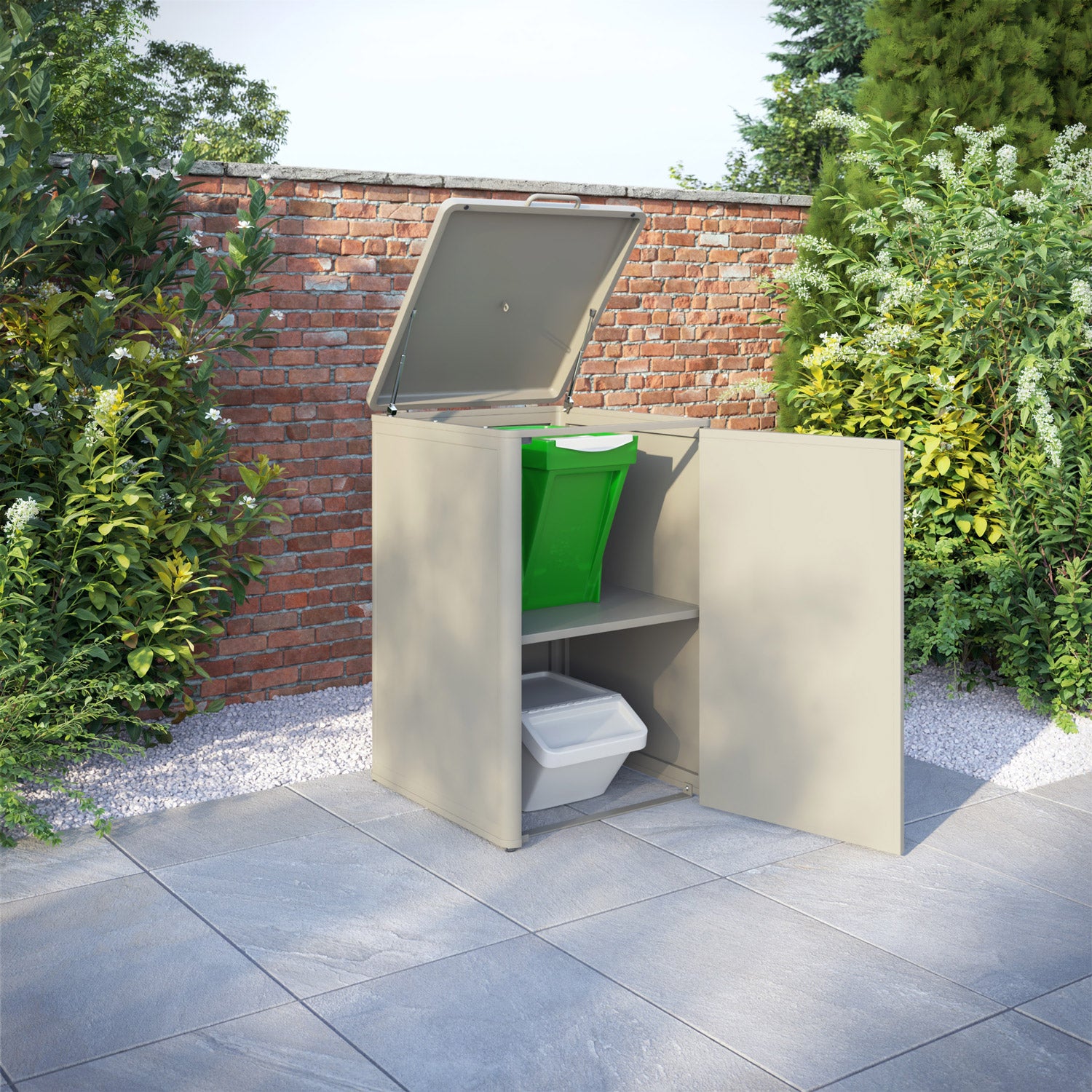 Curva Latte 2 Bin Store with Hambra Door Screen