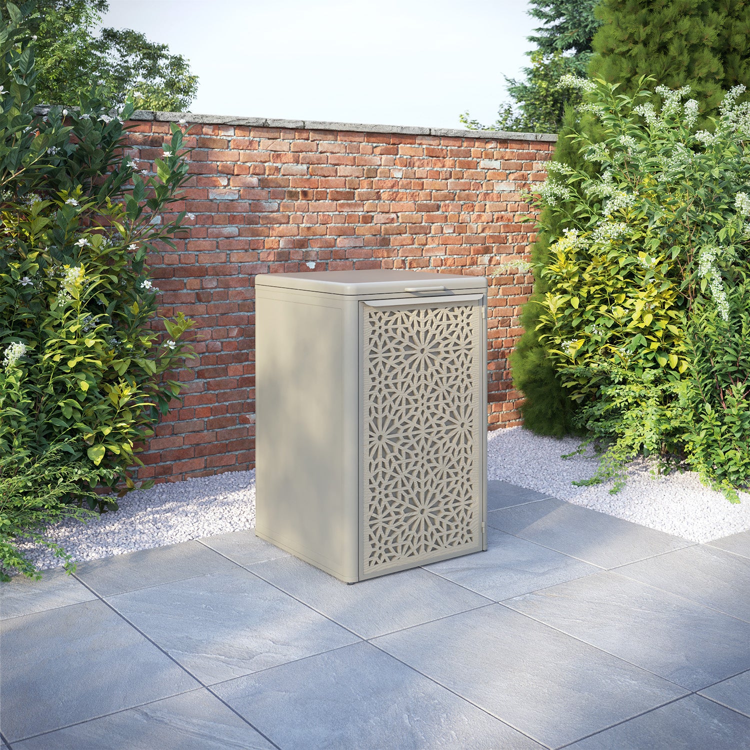 Curva Latte 1 Bin Store with Alnara Door Screen