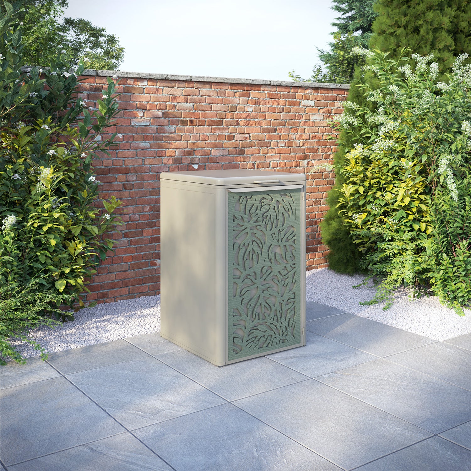 Curva Latte 1 Bin Store with Botanic Door Screen
