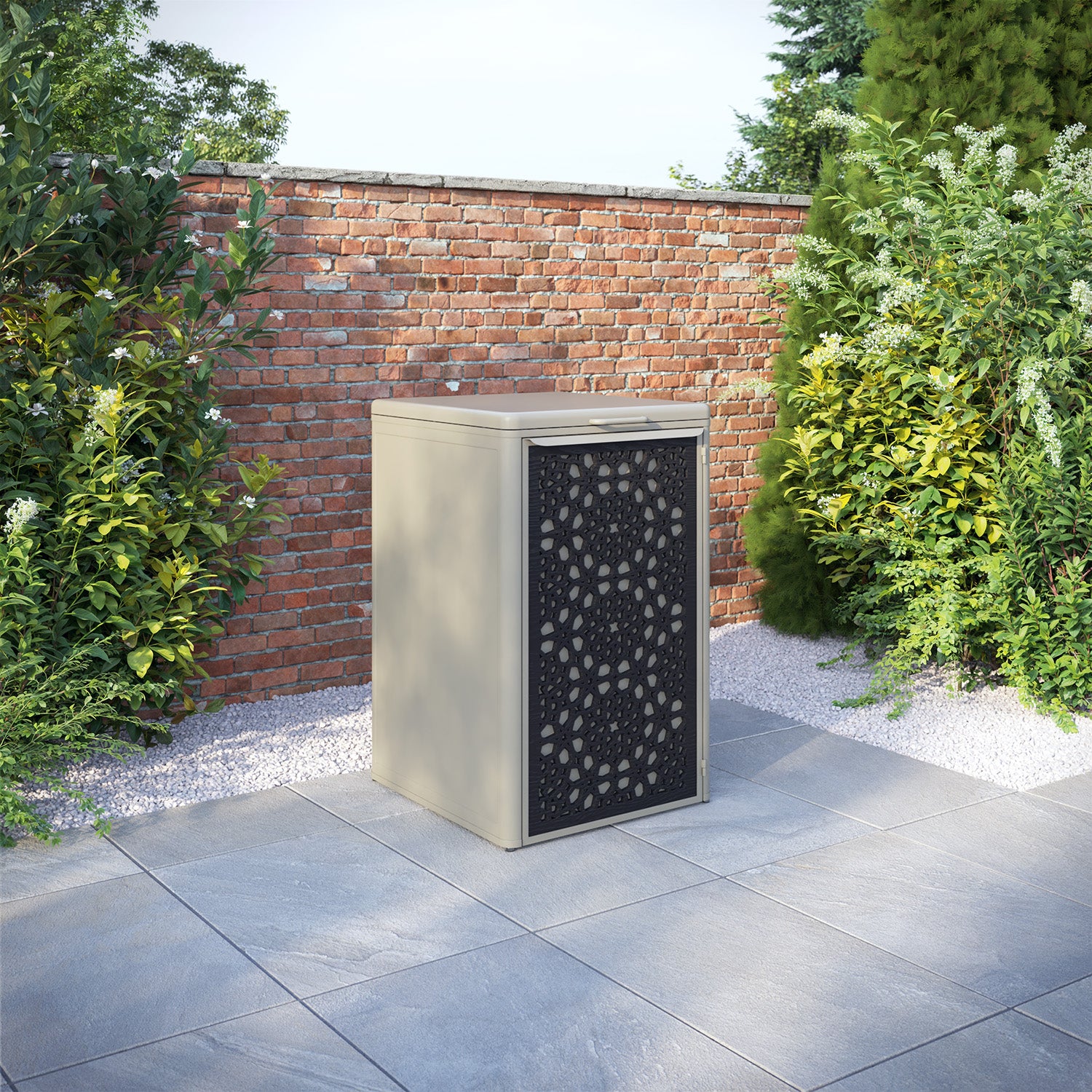 Curva Latte 1 Bin Store with Nazira Door Screen