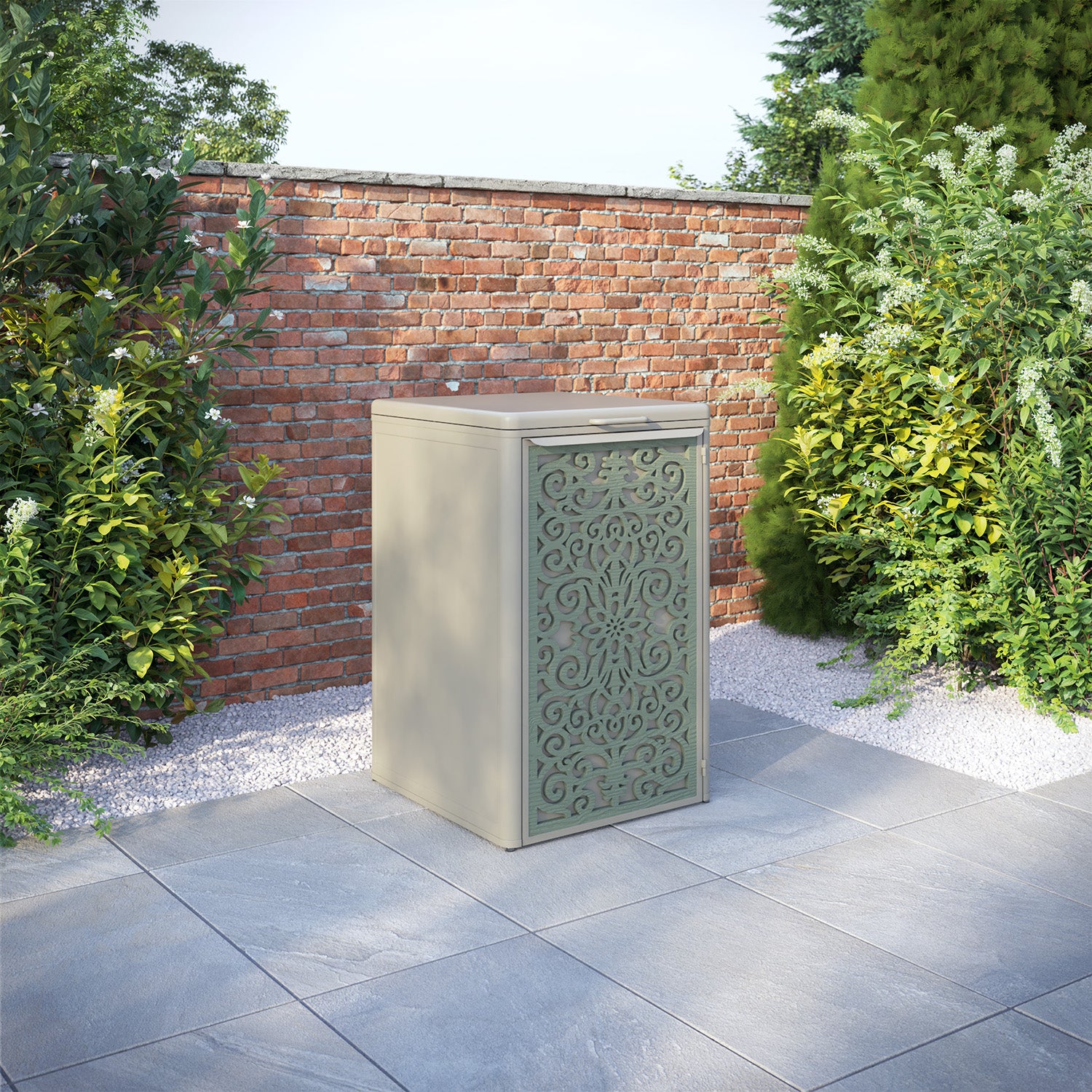 Curva Latte 1 Bin Store with Windsor Door Screen