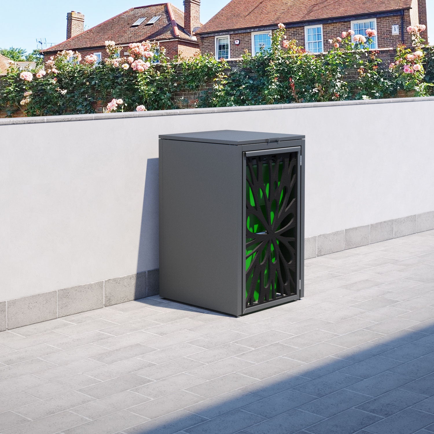 Grey 1 Bin Store with Blossom Door Screen