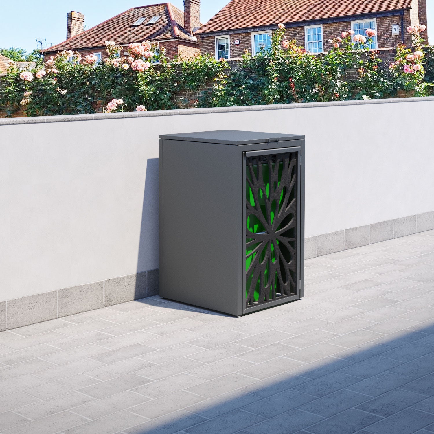 Grey 1 Bin Store with Blossom Door Screen