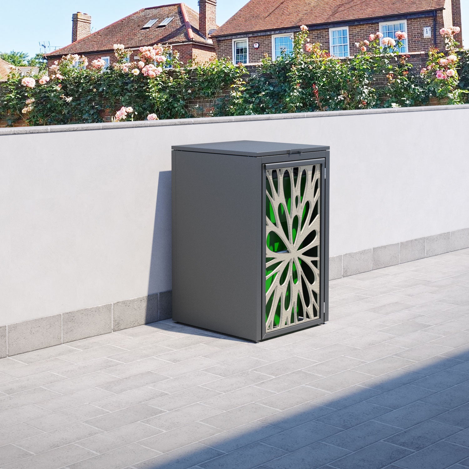 Grey 1 Bin Store with Blossom Door Screen