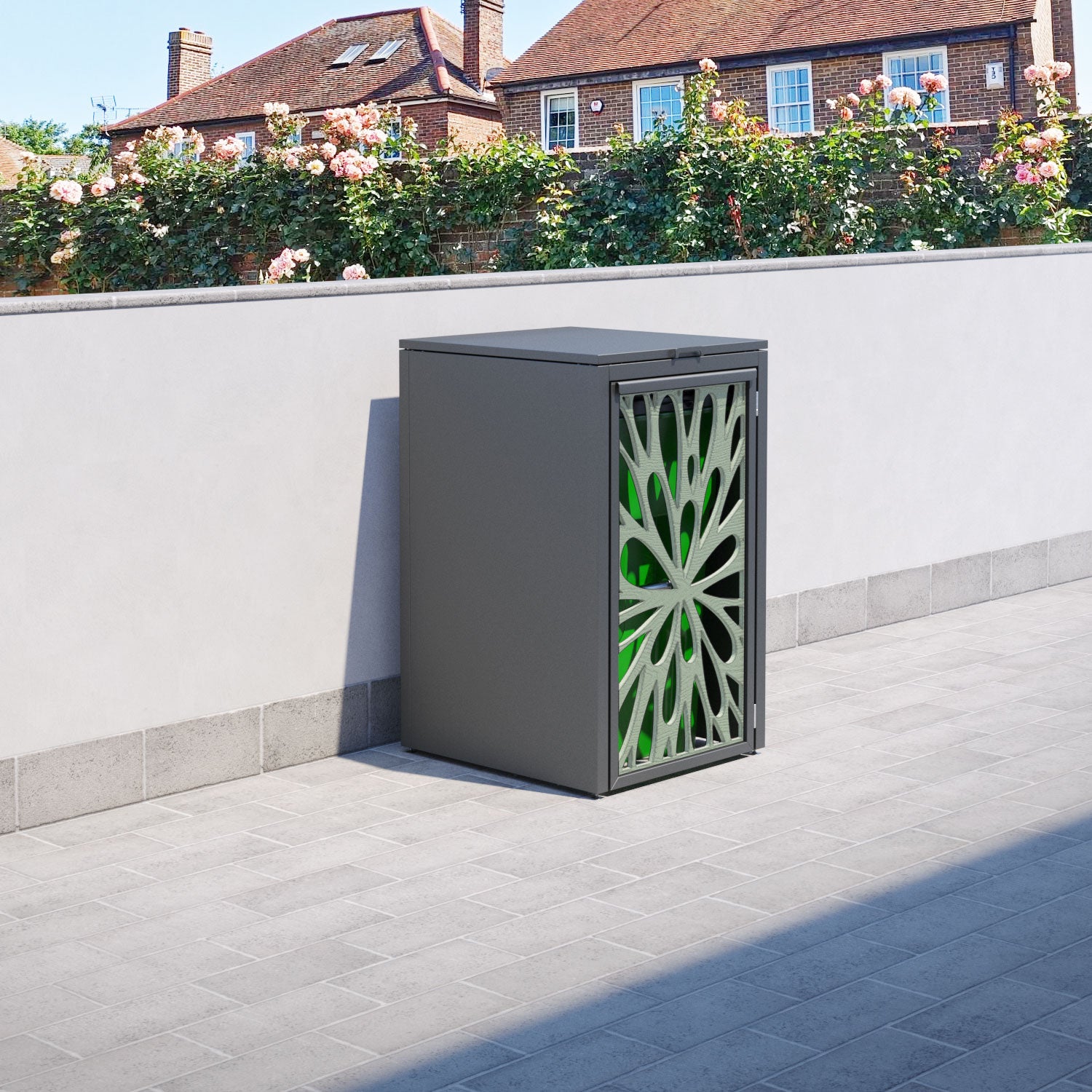 Grey 1 Bin Store with Blossom Door Screen