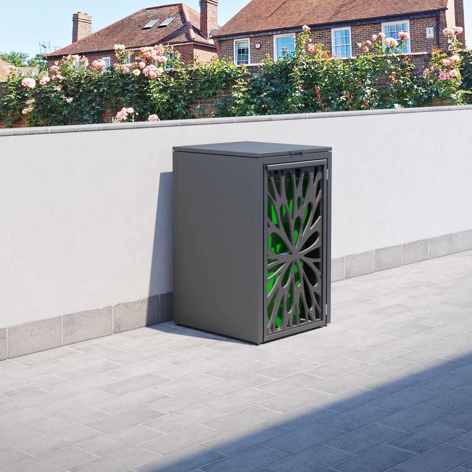 Grey 1 Bin Store with Blossom Door Screen