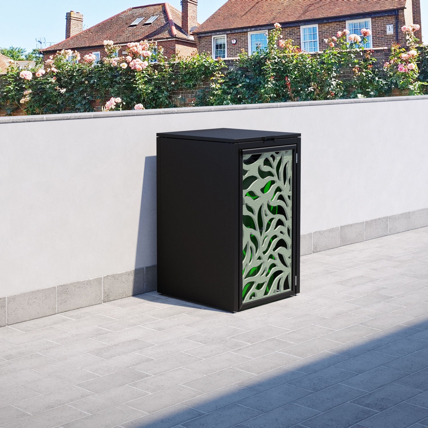 Black 1 Bin Store with Plume Door Screen