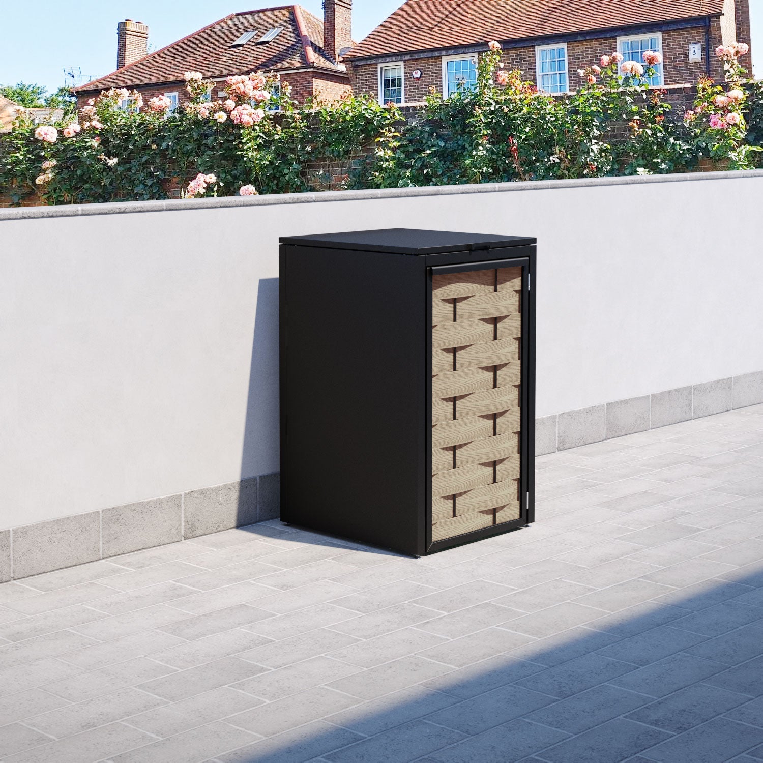Black 1 Bin Store with Ripple Door Slat