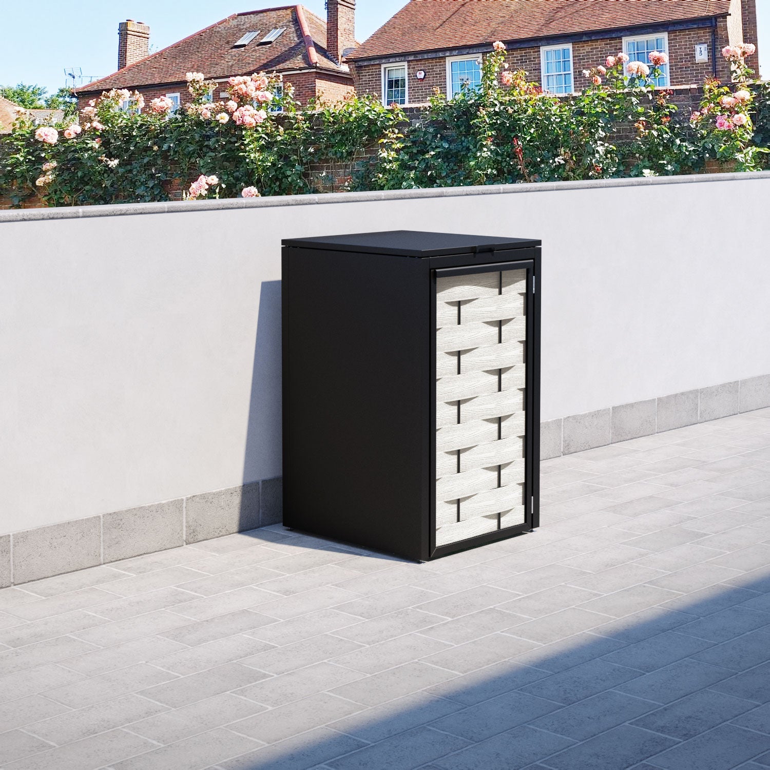 Black 1 Bin Store with Ripple Door Slat