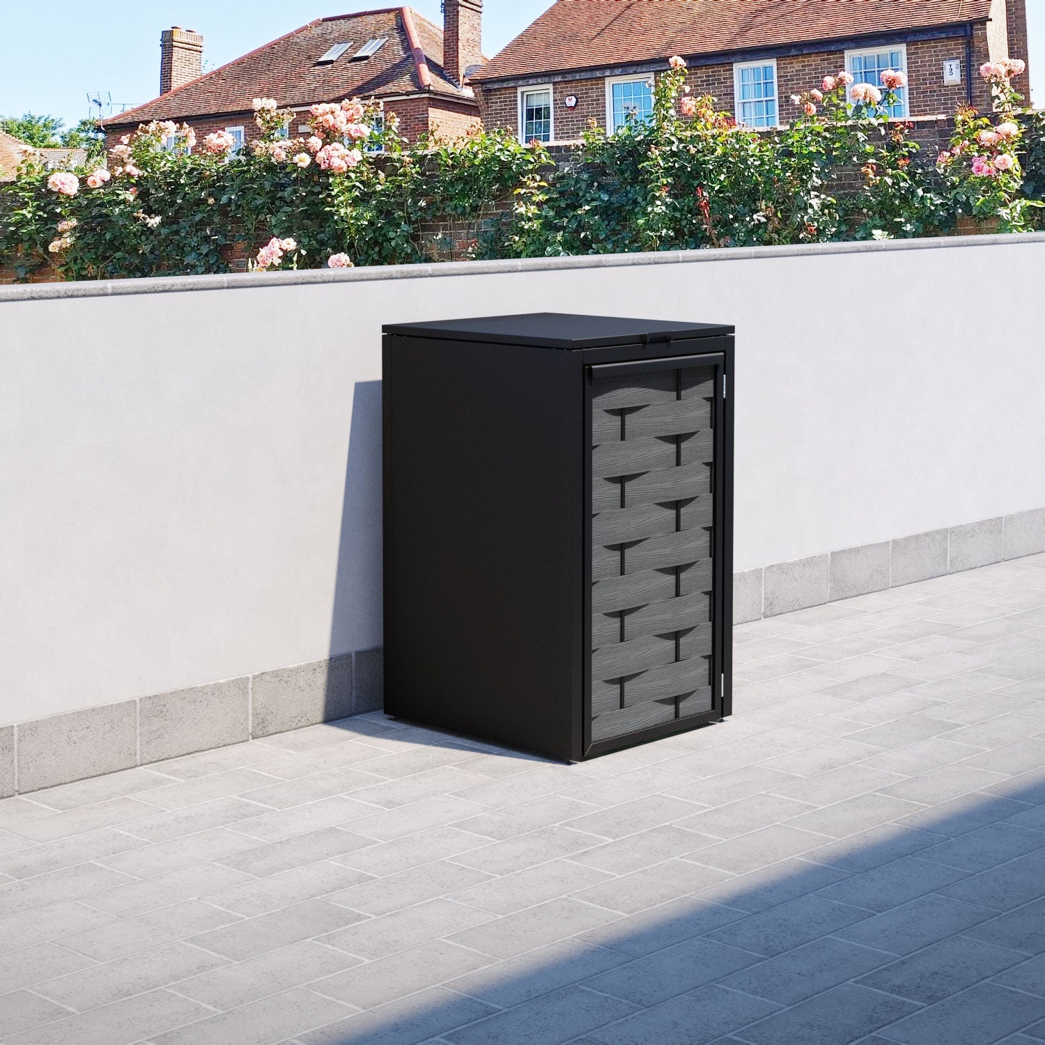 Black 1 Bin Store with Ripple Door Slat