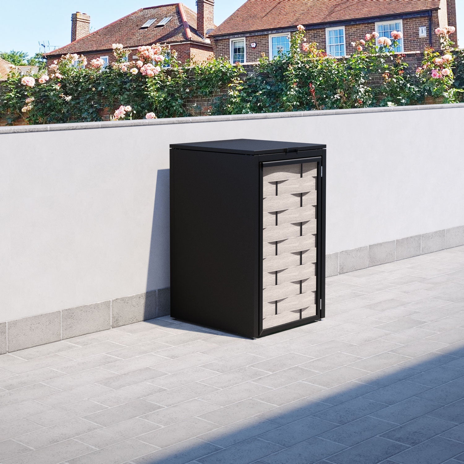 Black 1 Bin Store with Ripple Door Slat