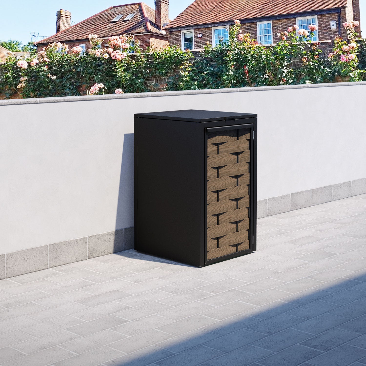Black 1 Bin Store with Ripple Door Slat