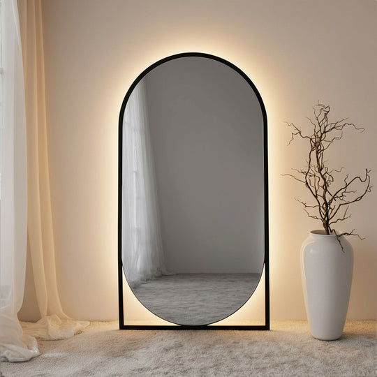 Ellington Framed Arched Full-Length Leaner Mirror - with LED