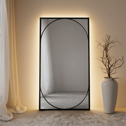 Ellington Framed Rectangular Full-Length Leaner Mirror - with LED