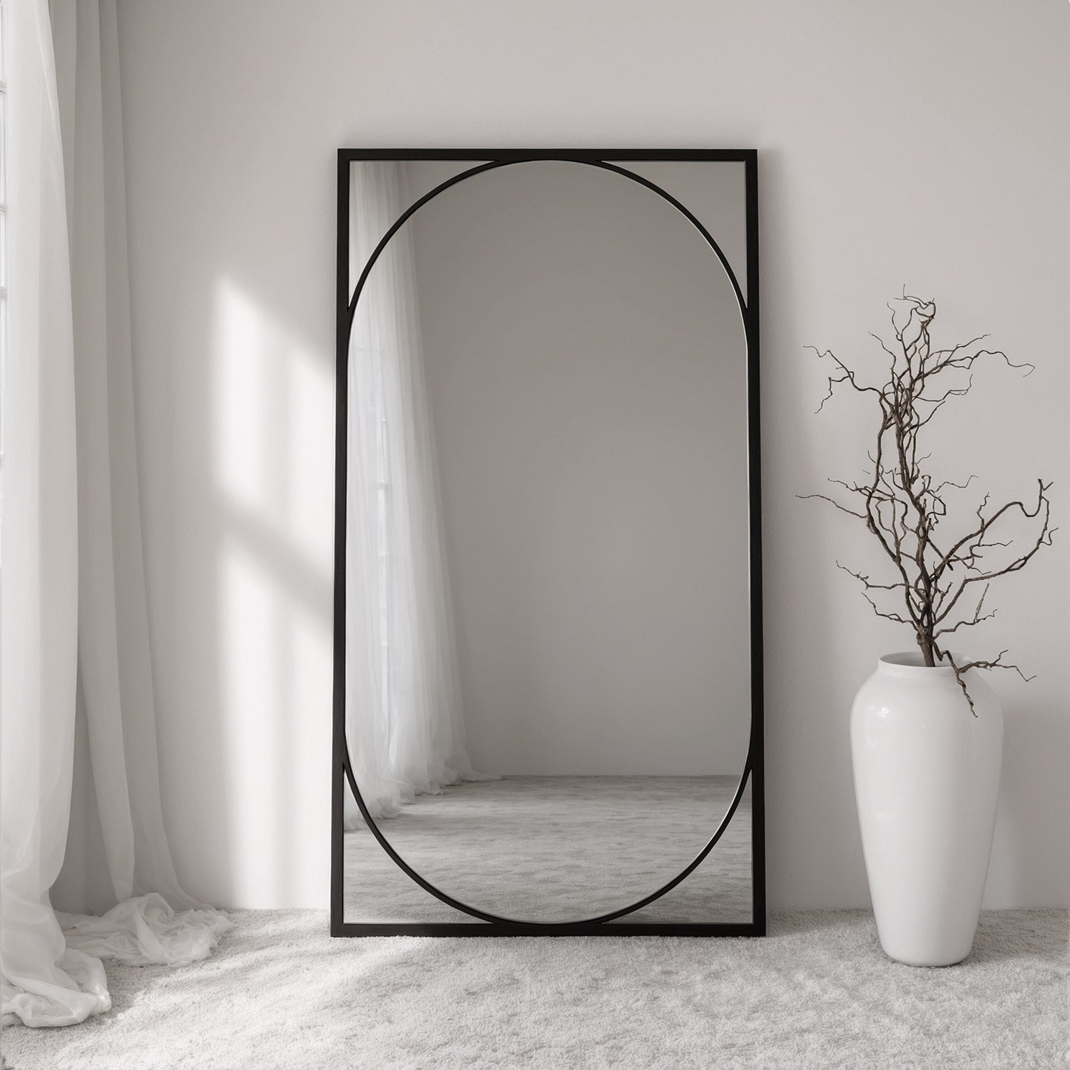 Ellington Framed Rectangular Full-Length Leaner Mirror - with LED