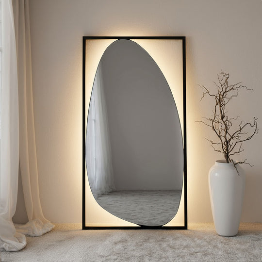 Langford Framed Rectangular Full-Length Leaner Mirror - with LED