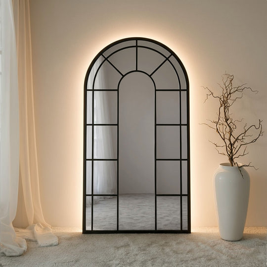 Rothbury Framed Arched Full-Length Leaner Mirror - with LED