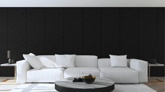 InsuSlat™ Angled Wall Panel - Black - H240cm x W60cm (Pack of 2) = H240cm x W120cm