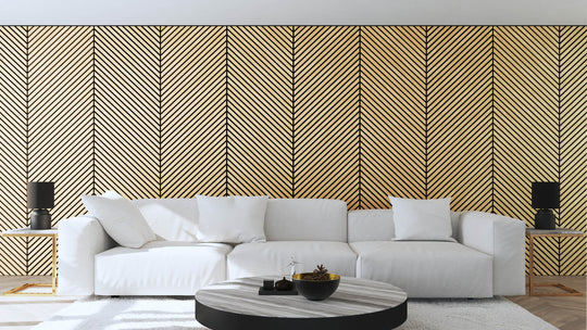 InsuSlat™ Angled Wall Panel - Raw Walnut - H240cm x W60cm (Pack of 2) = H240cm x W120cm