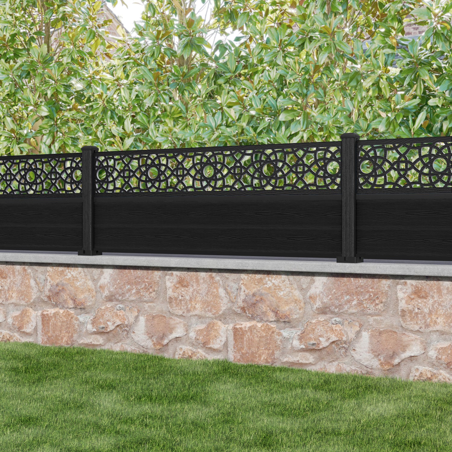 Classic Ambar Fence Panel - Black - with our composite posts