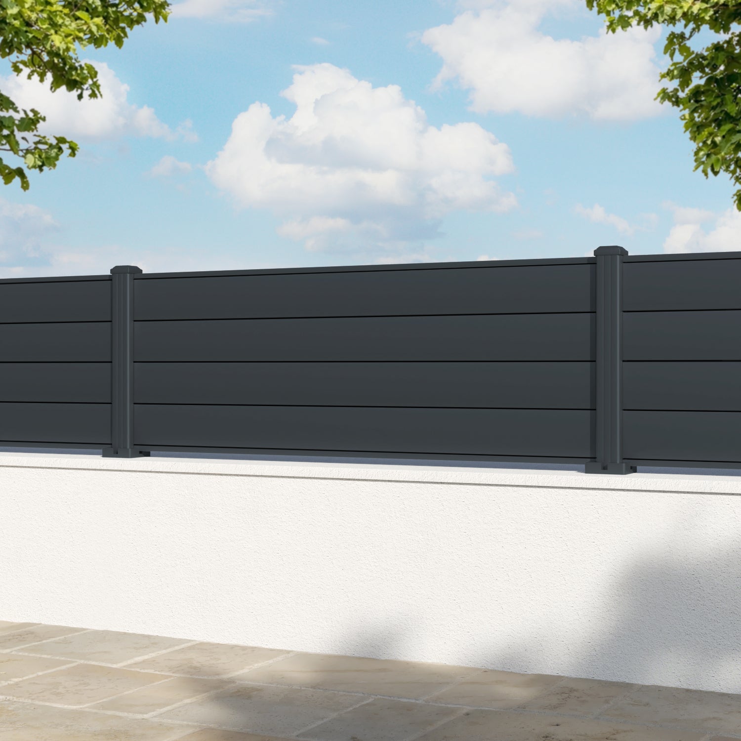 Gate Matching Aluminium Fence Panel - Anthracite - with our aluminium posts