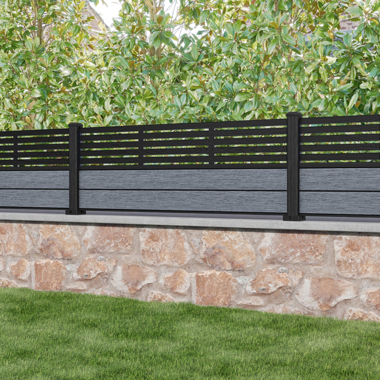 Fusion Aspen Fence Panel - Anthracite - with our composite posts