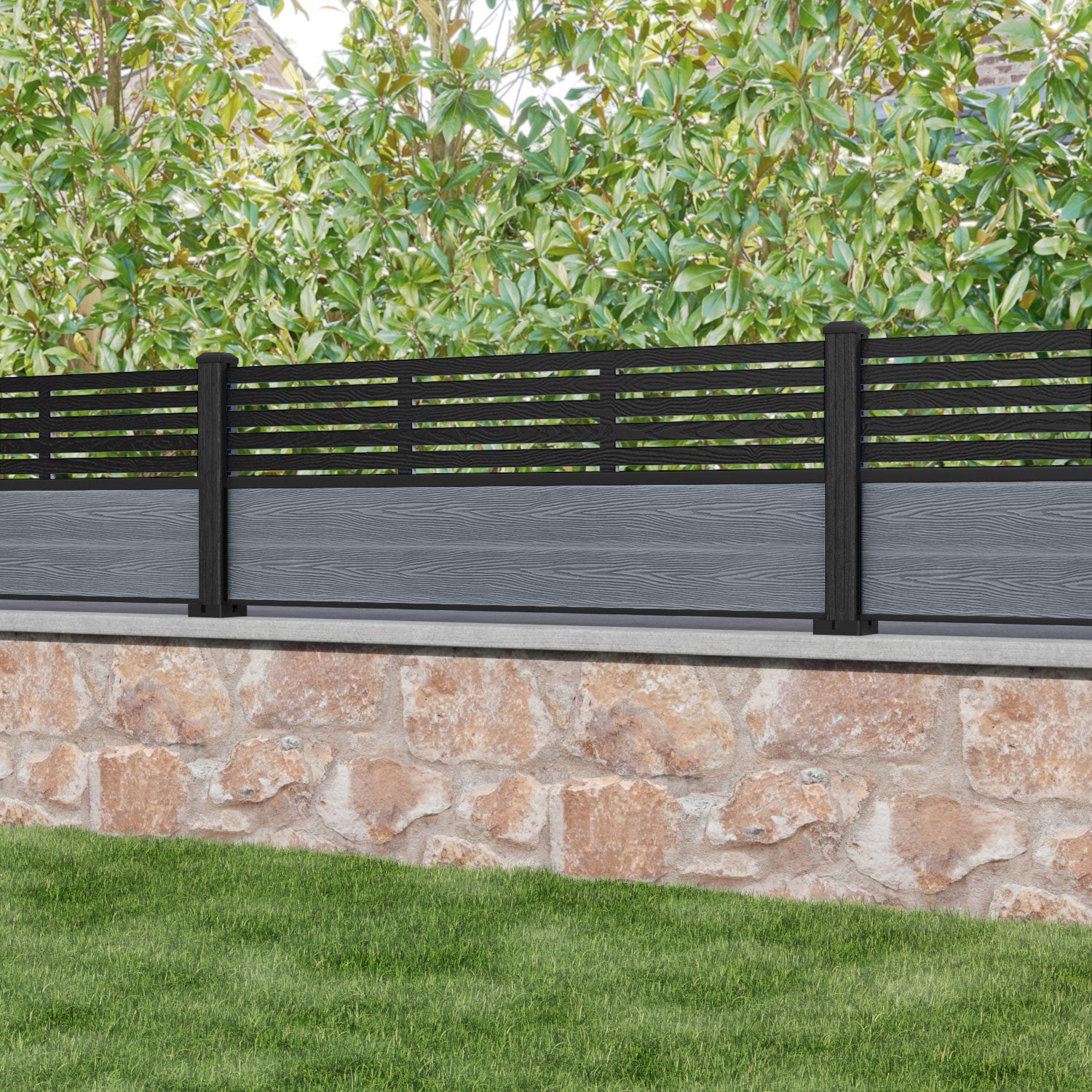 Classic Aspen Fence Panel - Anthracite - with our composite posts
