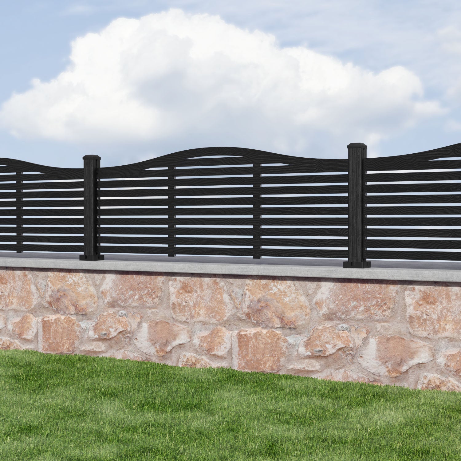 Aspen Curved Top Composite Fence Panel - with our composite posts