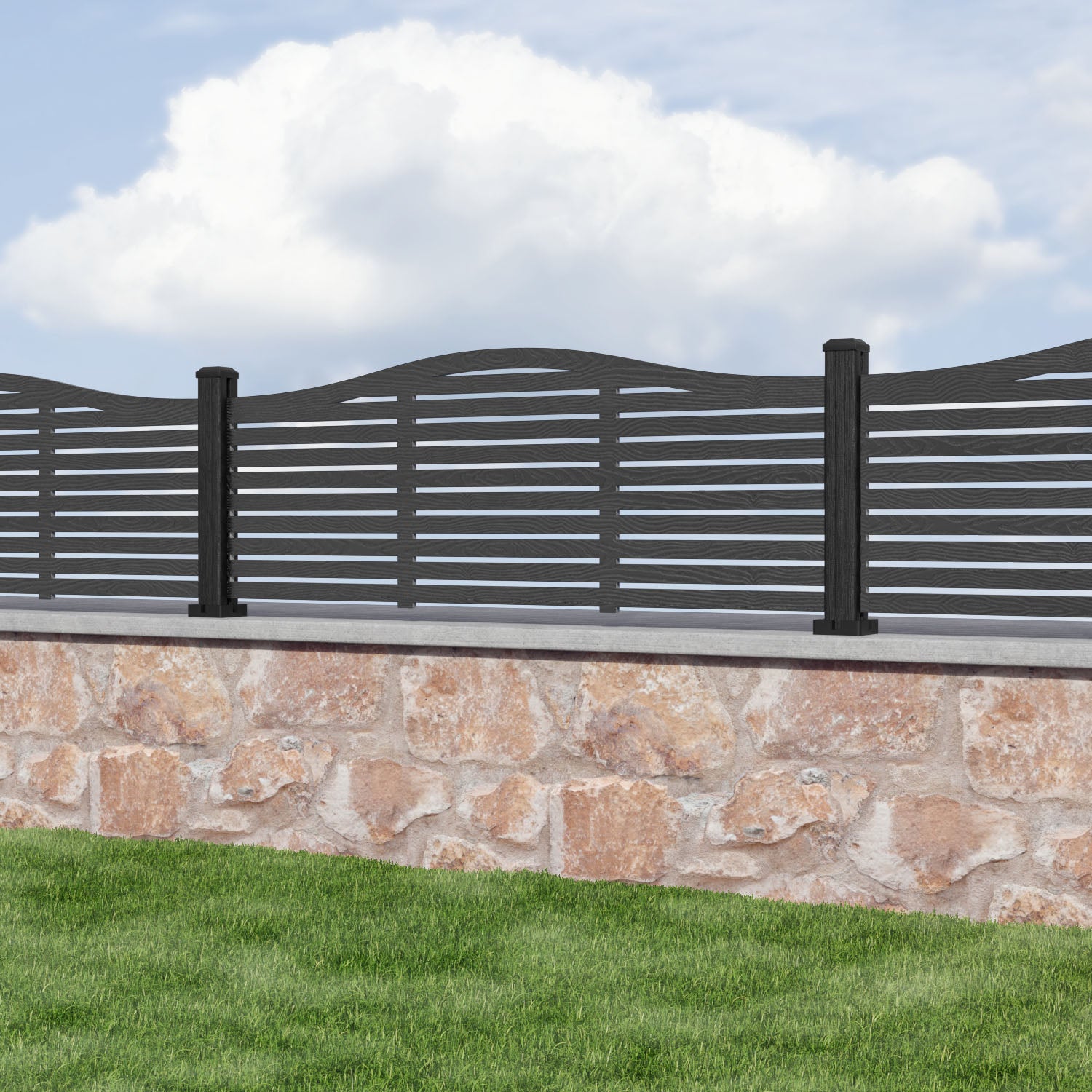 Aspen Curved Top Composite Fence Panel - with our composite posts