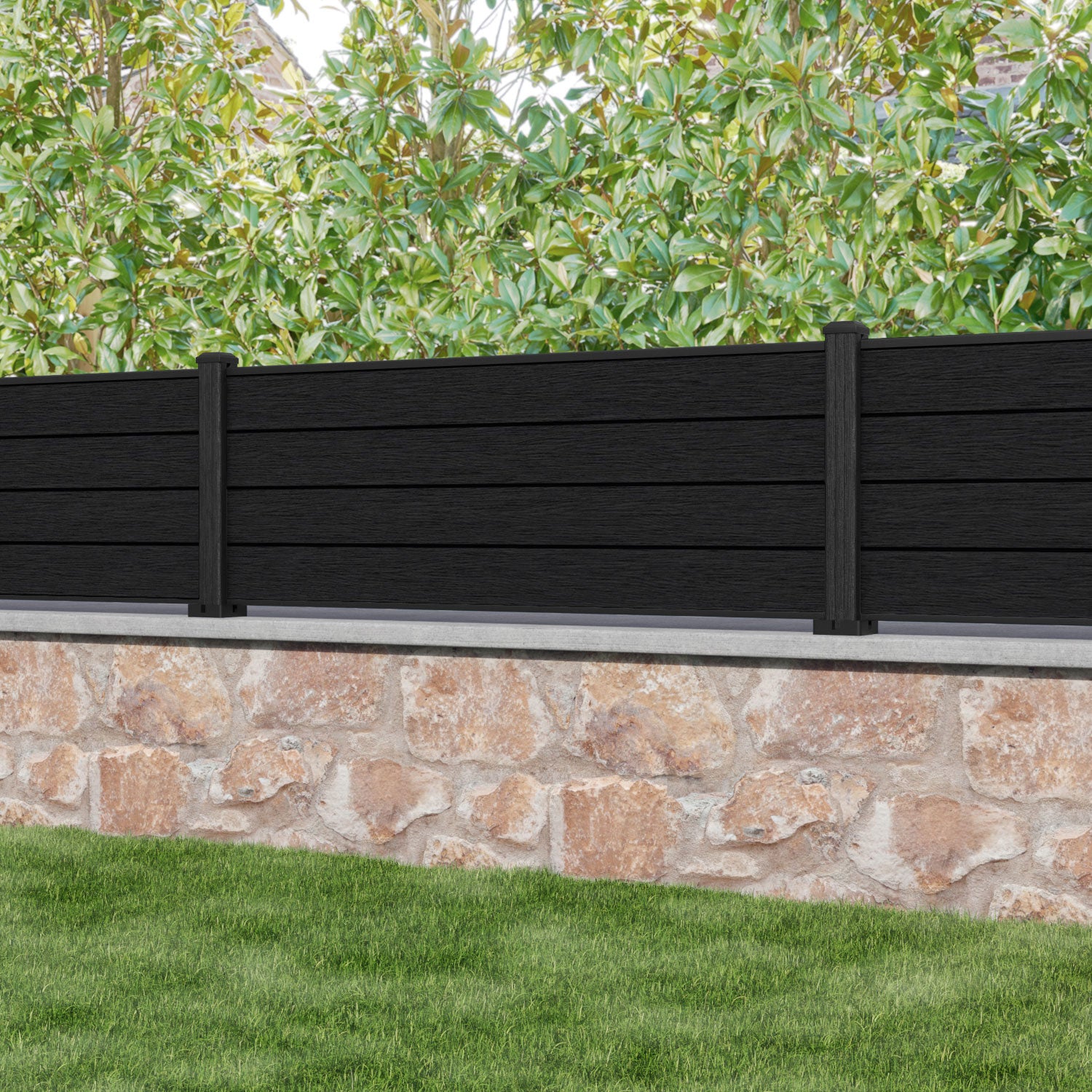 Fusion Fence Panel - Black - with our composite posts