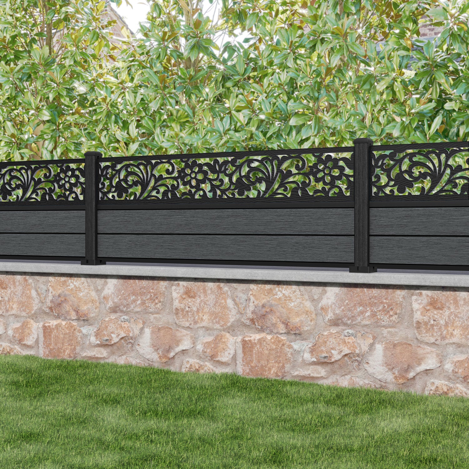 Fusion Eden Fence Panel - Dark Grey - with our composite posts