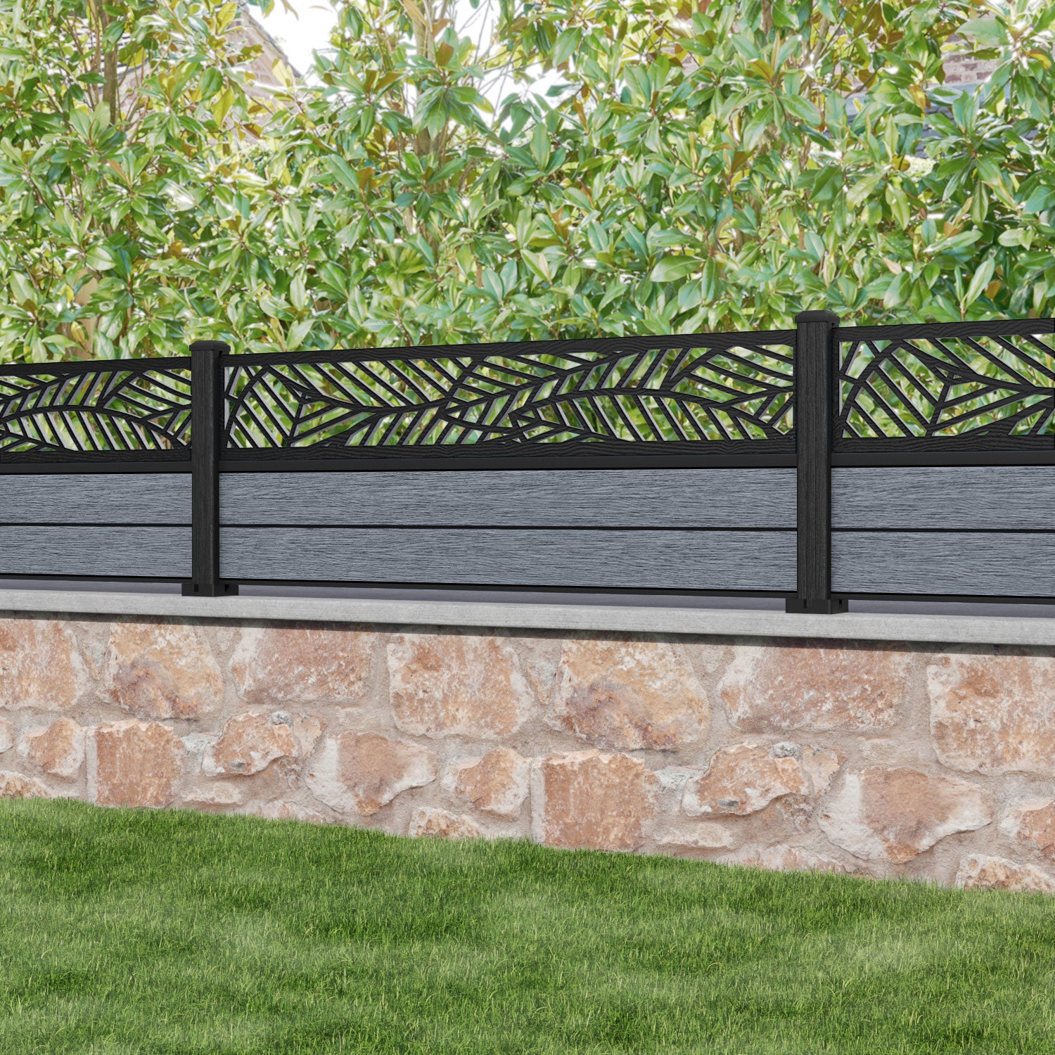 Fusion Habitat Fence Panel - Anthracite - with our composite posts