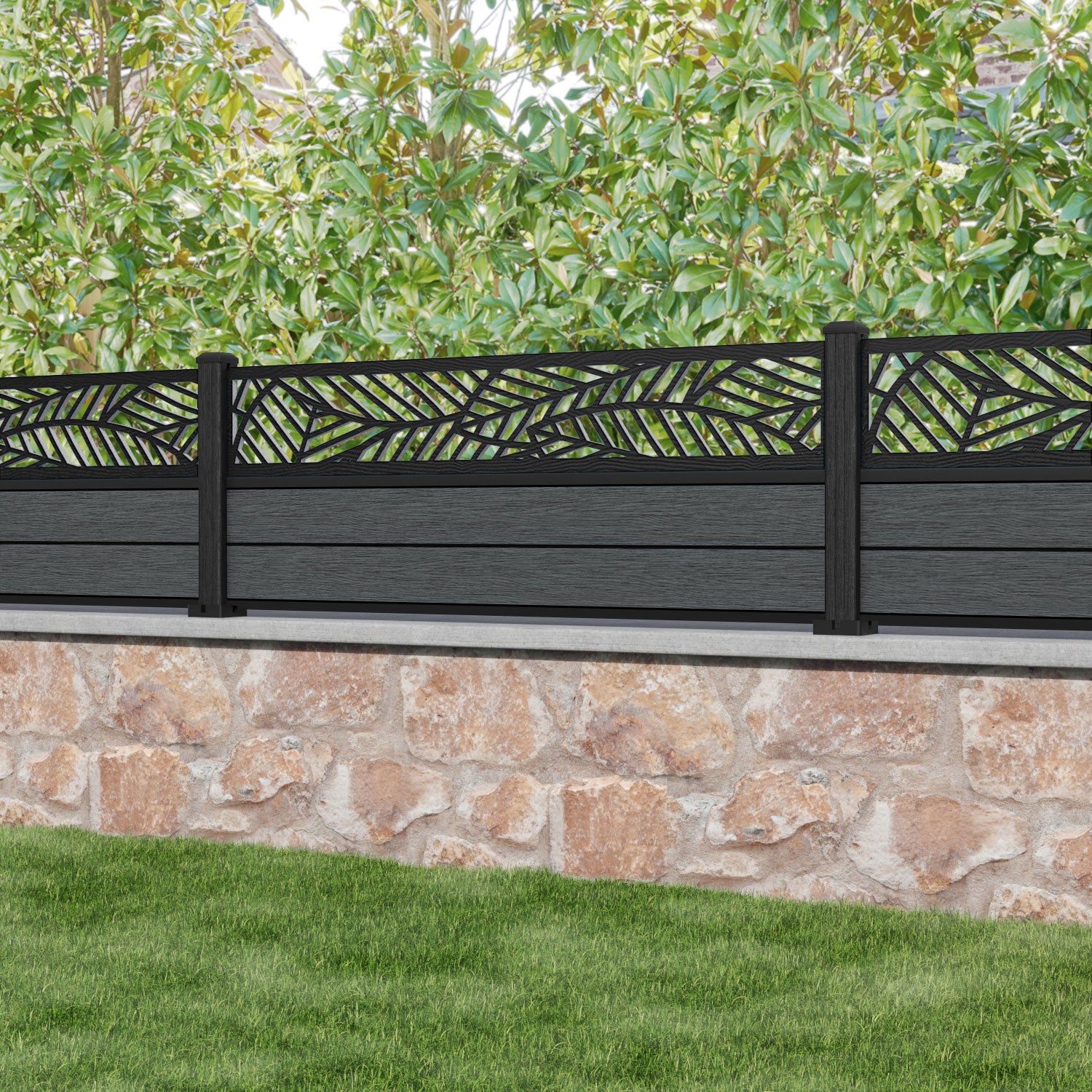 Fusion Habitat Fence Panel - Dark Grey - with our composite posts