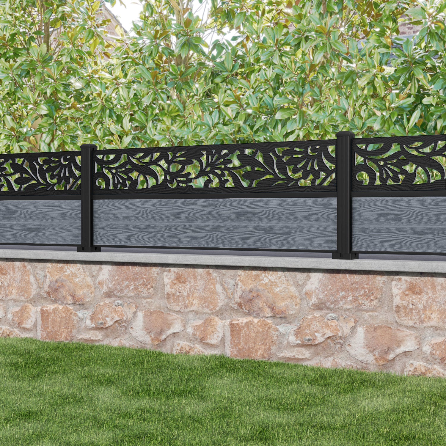Classic Heritage Fence Panel - Anthracite - with our aluminium posts