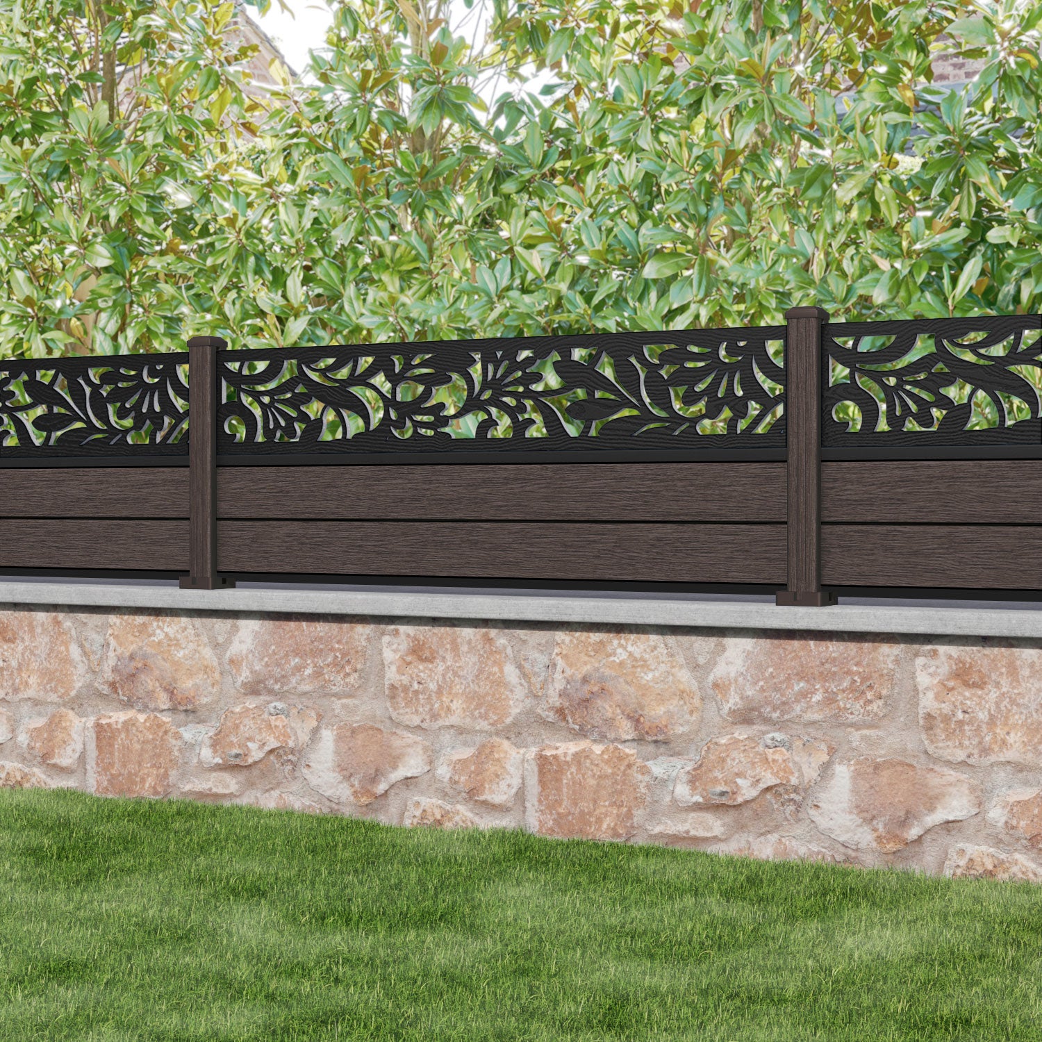 Fusion Heritage Fence Panel - Mid Brown - with our composite posts