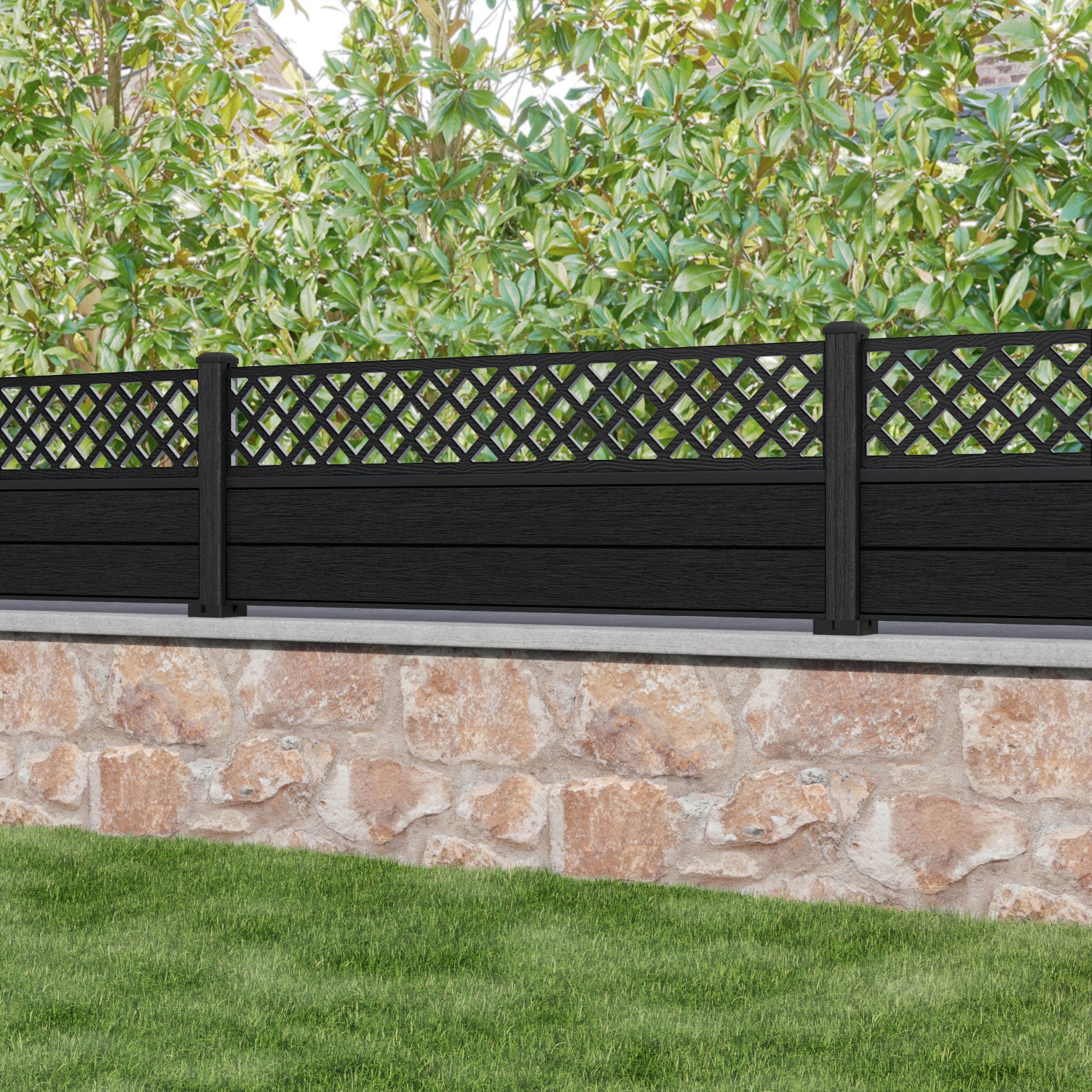 Fusion Hive Fence Panel - Black - with our composite posts