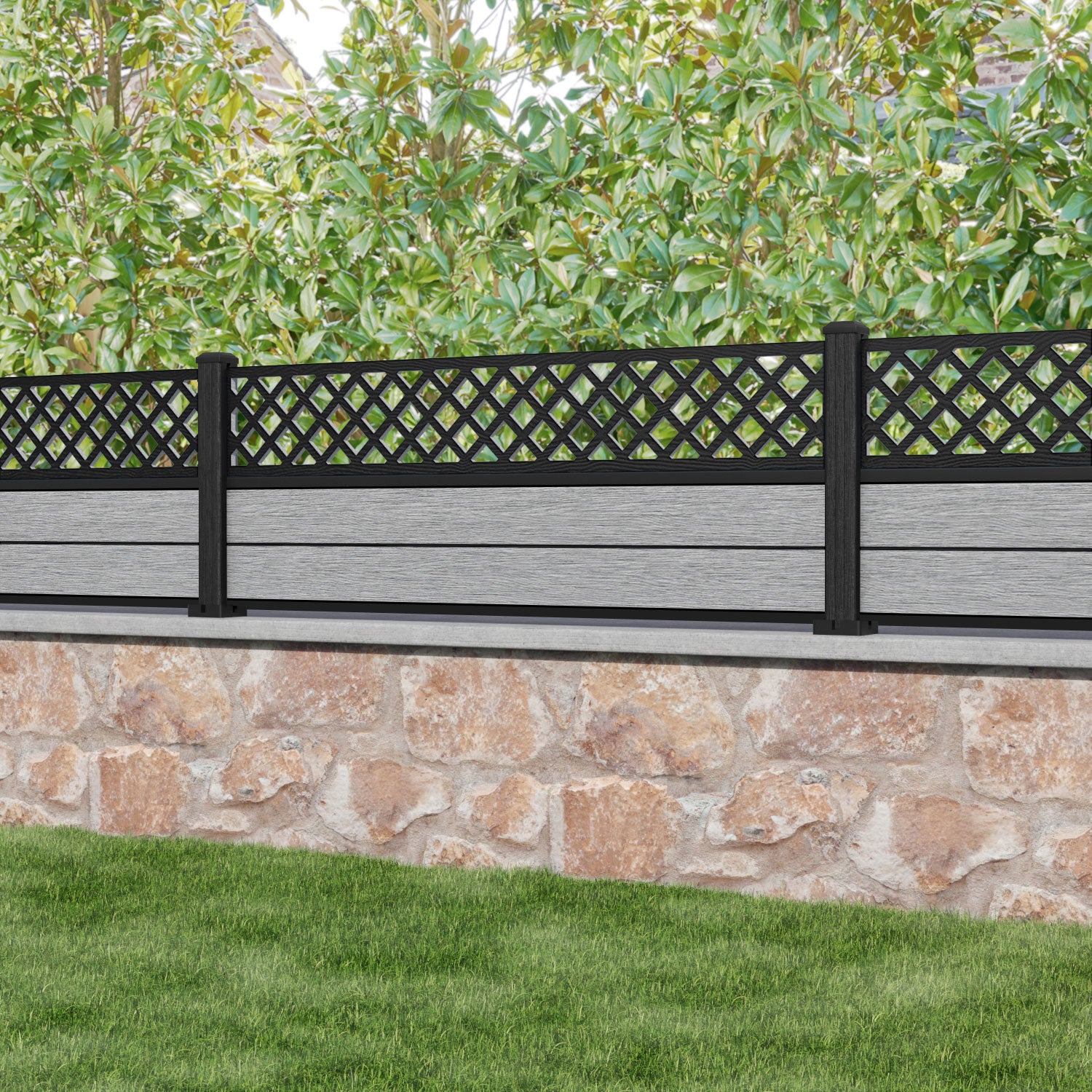Fusion Hive Fence Panel - Light Grey - with our composite posts