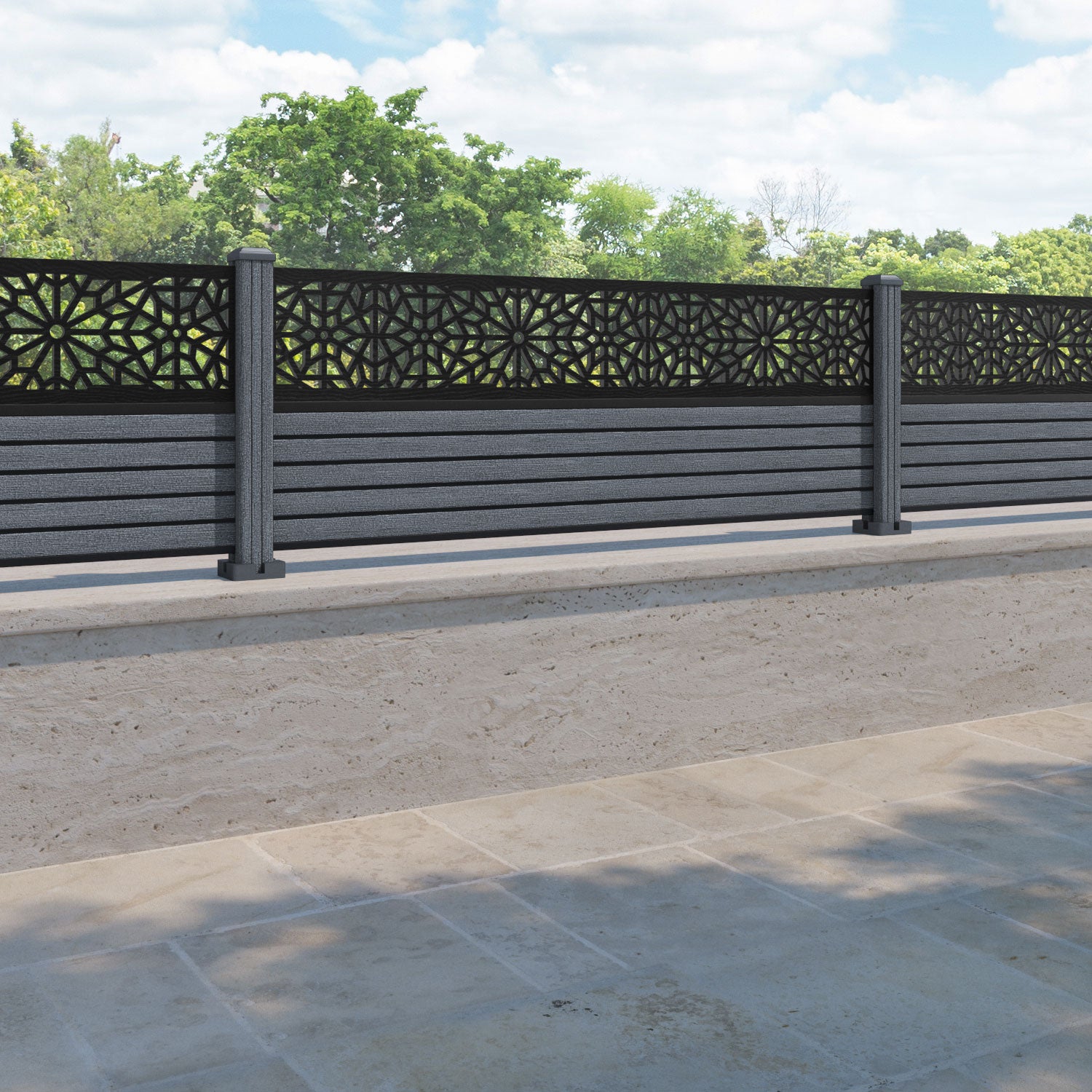 Hudson Alnara Fence Panel - Anthracite - with our composite posts