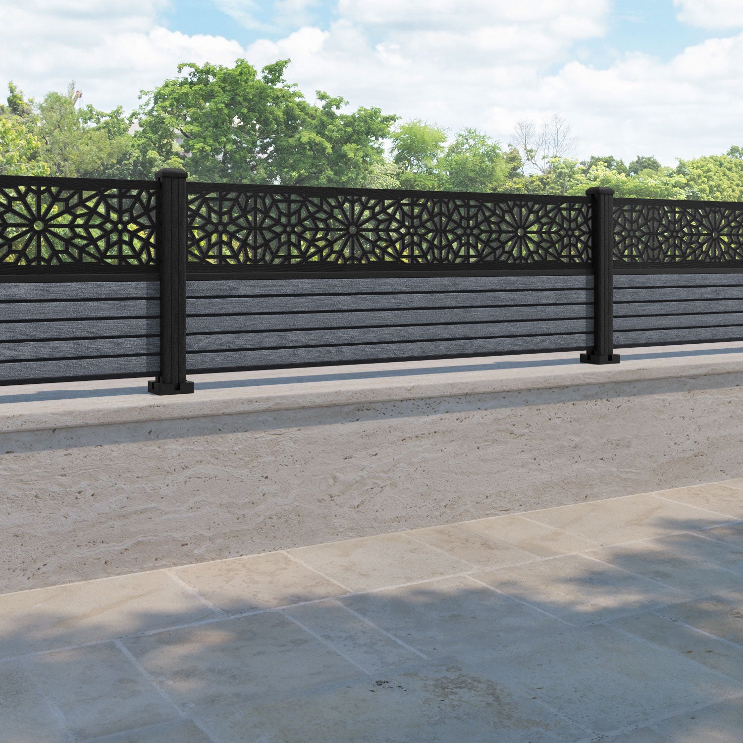Hudson Alnara Fence Panel - Anthracite - with our composite posts