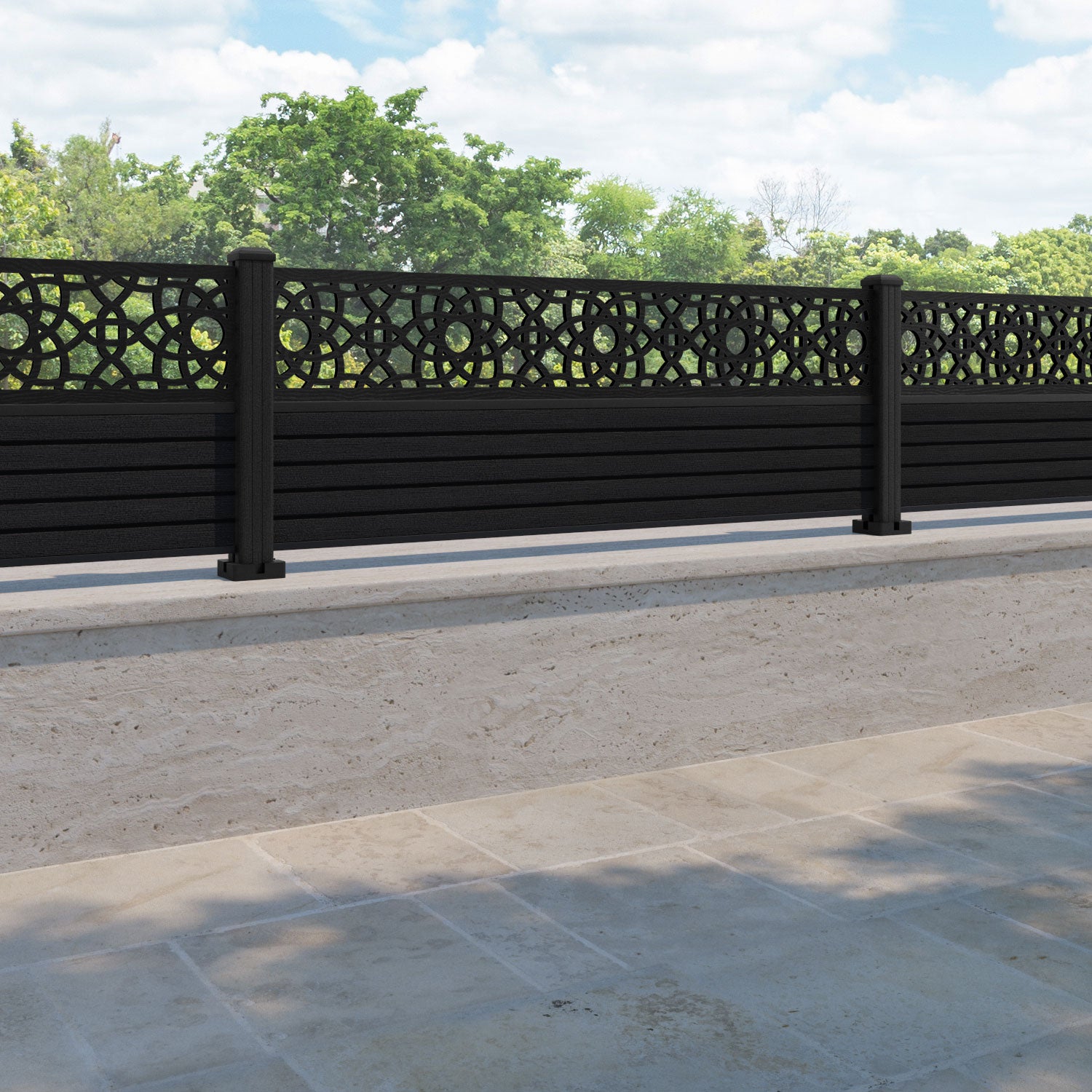 Hudson Ambar Fence Panel - Black - with our composite posts