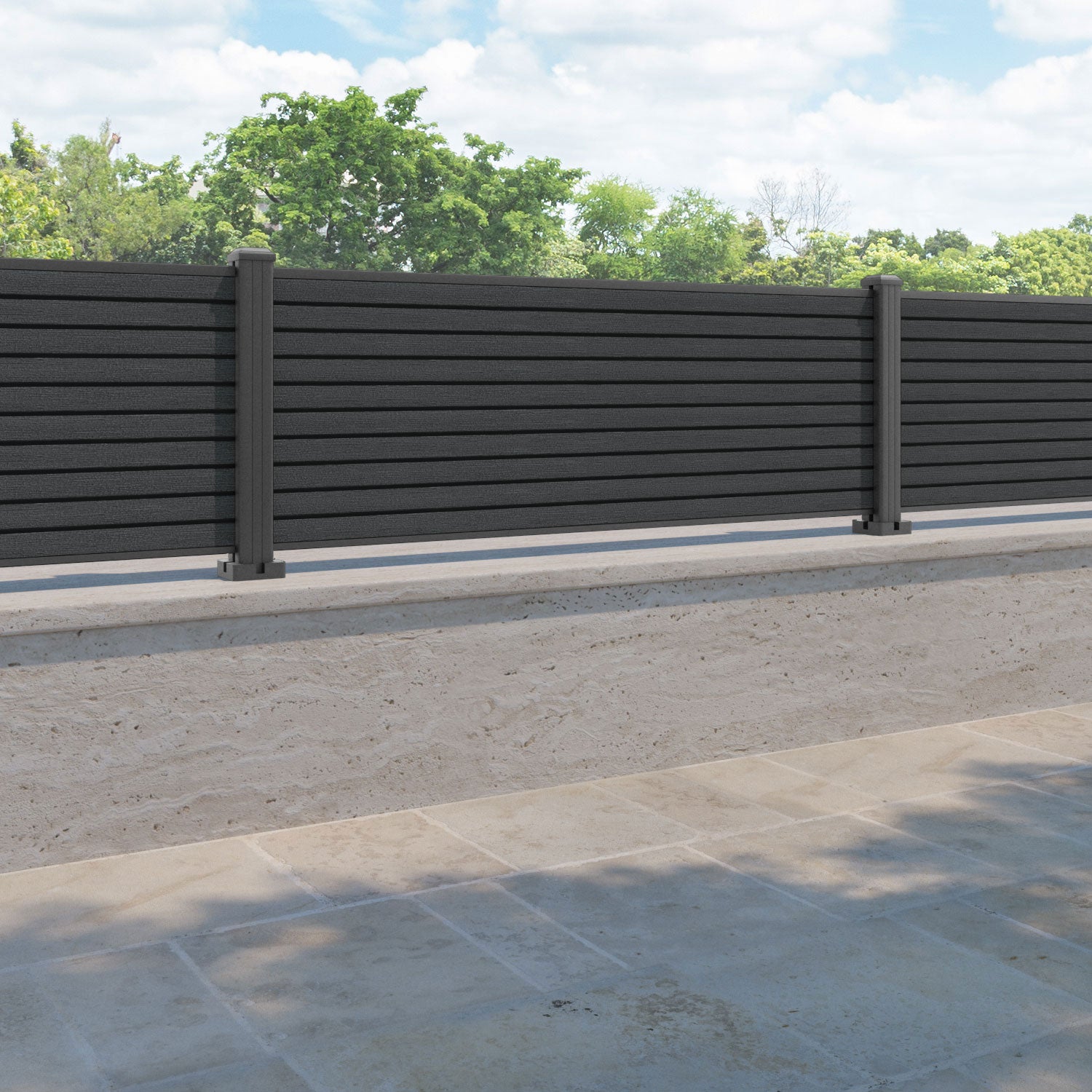 Hudson Fence Panel - Dark grey - with our aluminium posts